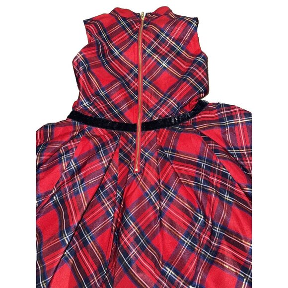 American Girl Red Plaid Metallic Black Velvet Belt Size 6 Girls Holiday Dress - Picture 5 of 14